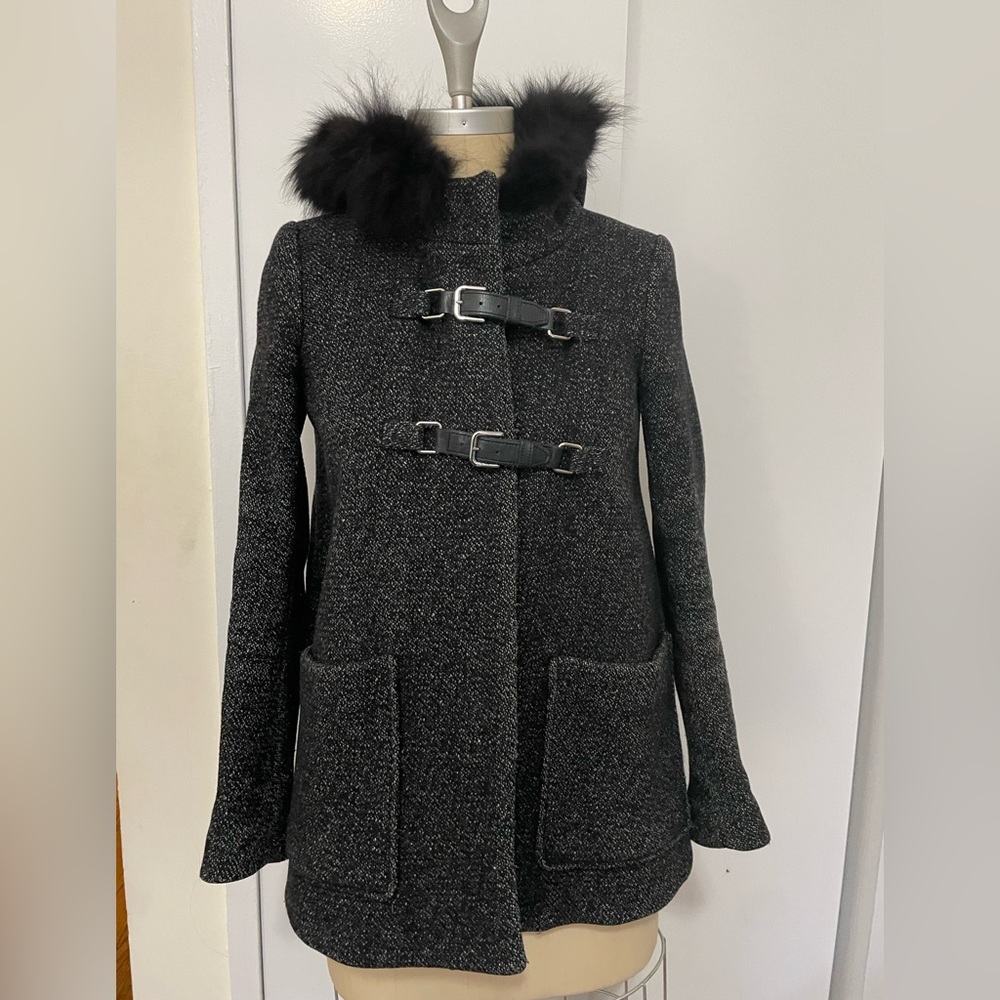 Maje wool coat with faux fur collar
